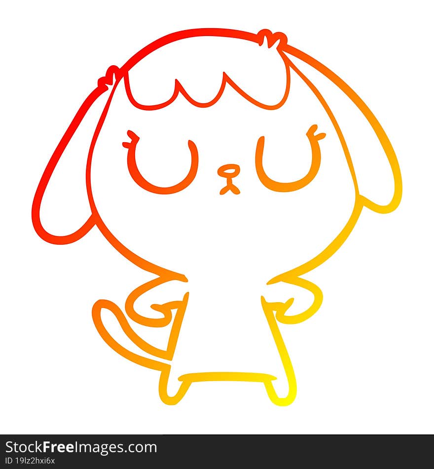 Warm Gradient Line Drawing Cute Cartoon Dog