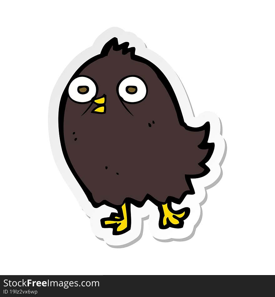 Sticker Of A Funny Cartoon Bird