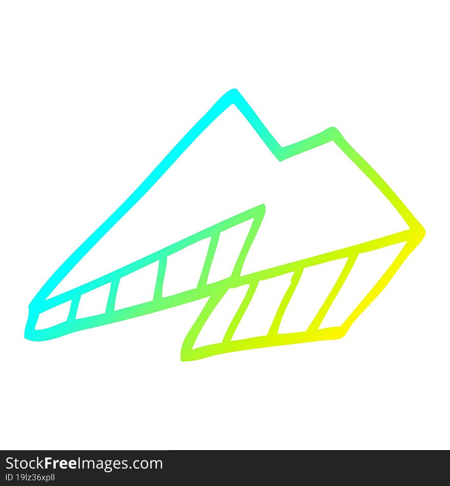 cold gradient line drawing cartoon lightning bolt