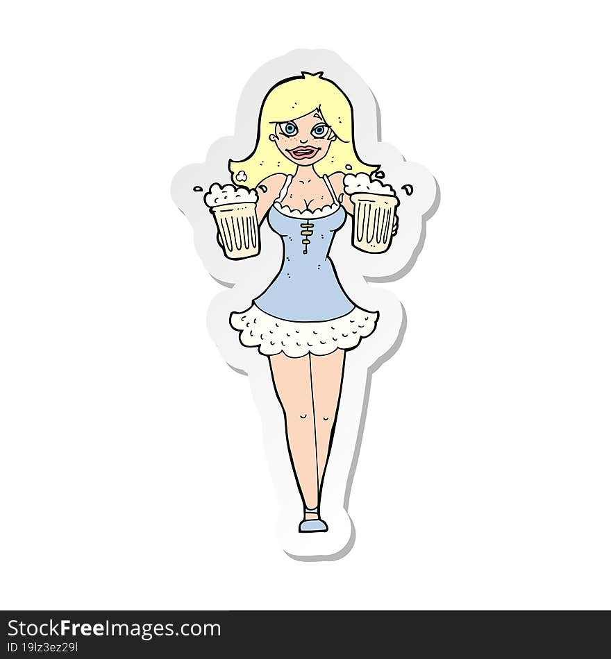 Sticker Of A Cartoon Beer Festival Girl