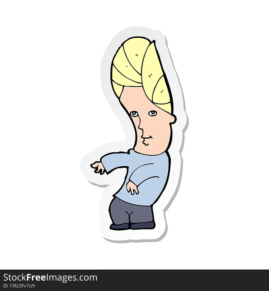 sticker of a cartoon man with no worries