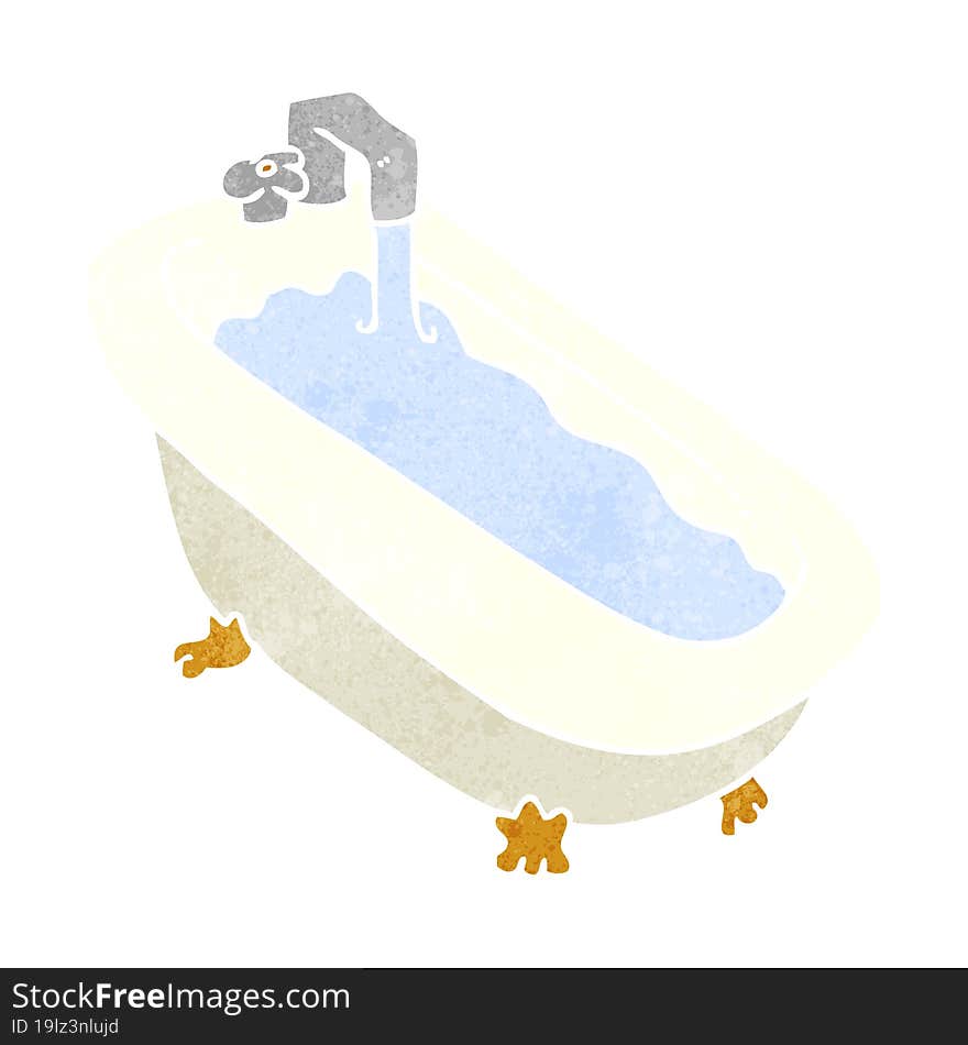 retro cartoon bath full of water