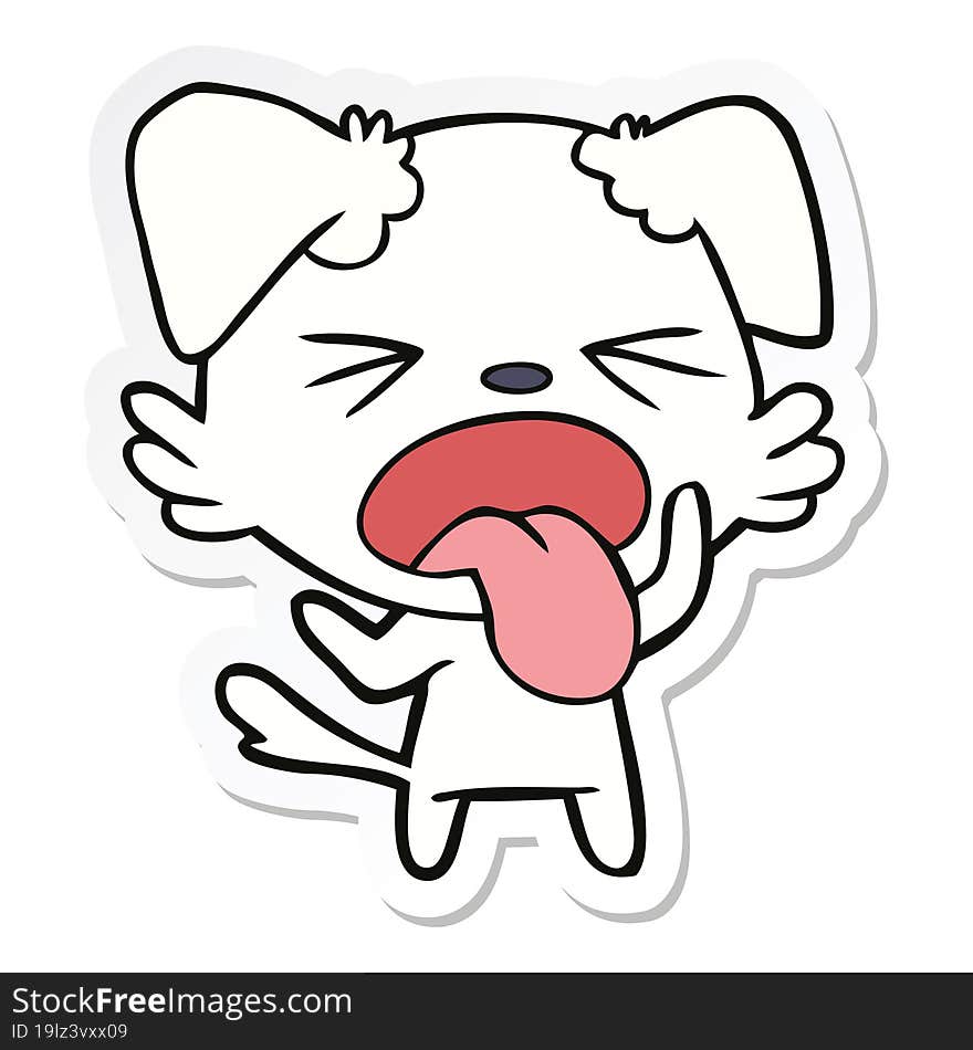 sticker of a cartoon disgusted dog