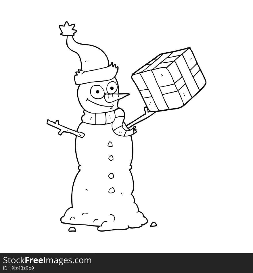 Black And White Cartoon Snowman