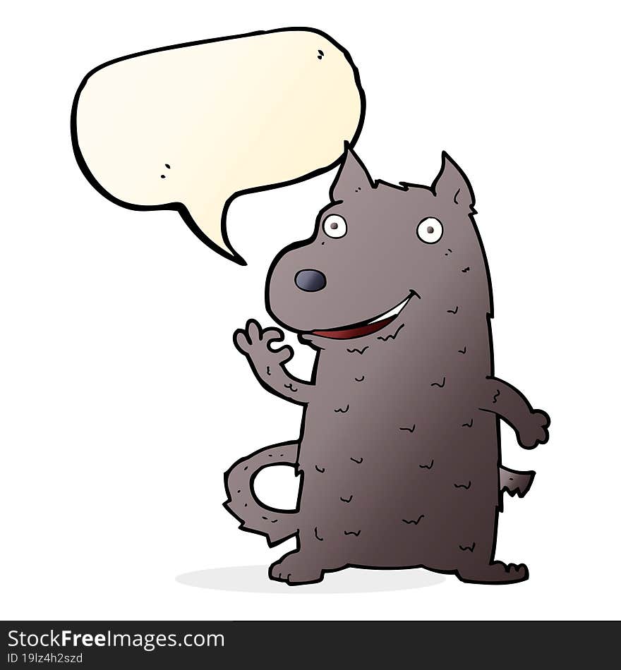 Cartoon Happy Dog With Speech Bubble