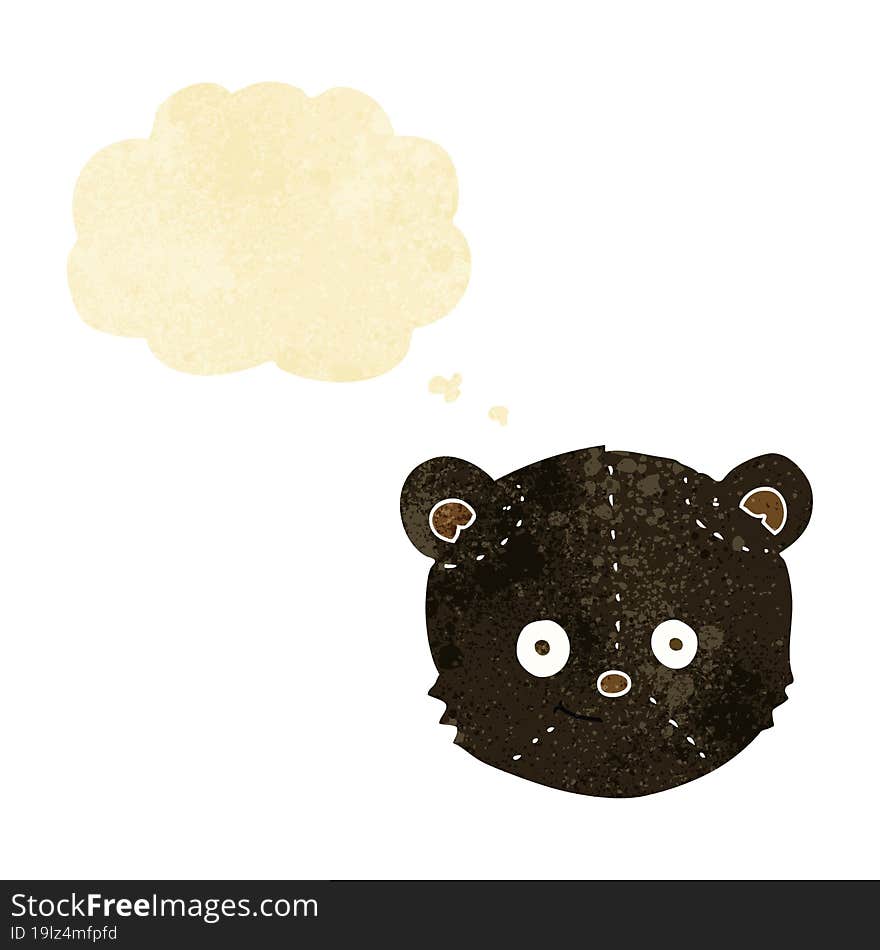 Cartoon Black Bear Head With Thought Bubble