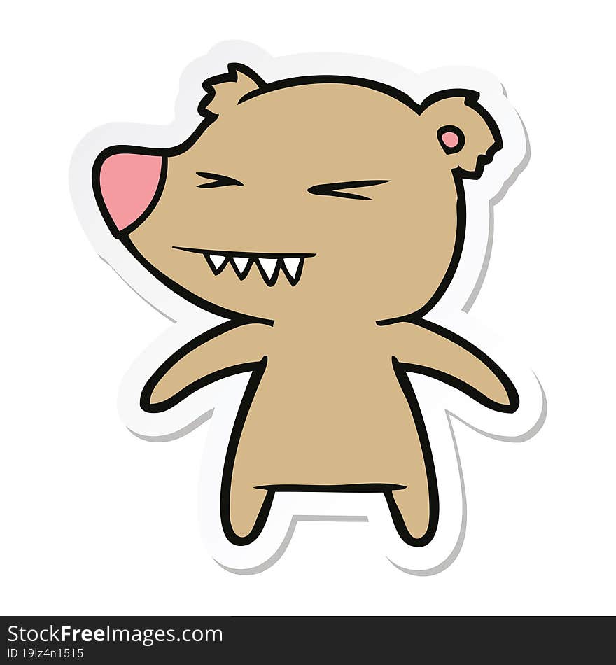 Sticker Of A Angry Bear Cartoon