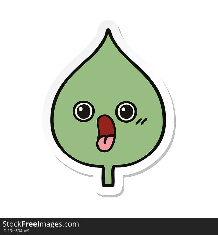 Sticker Of A Cute Cartoon Expressional Leaf