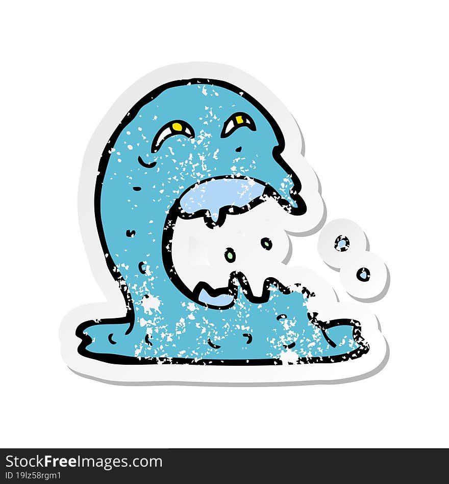 Retro Distressed Sticker Of A Cartoon Gross Ghost