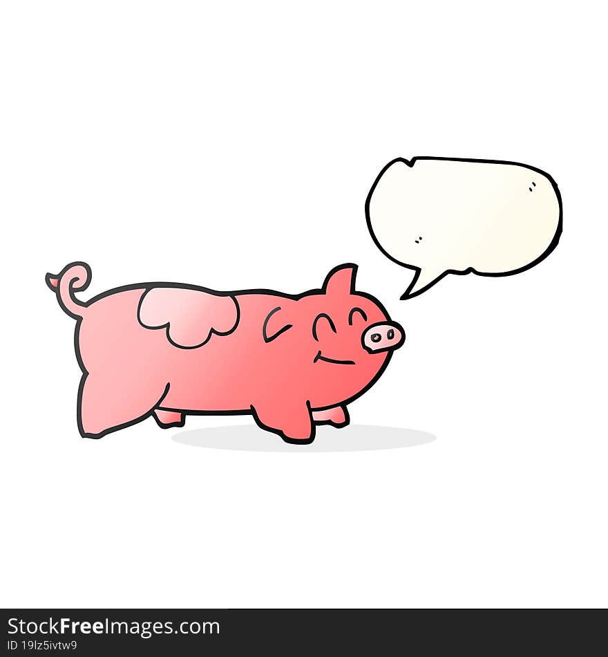 freehand drawn speech bubble cartoon pig