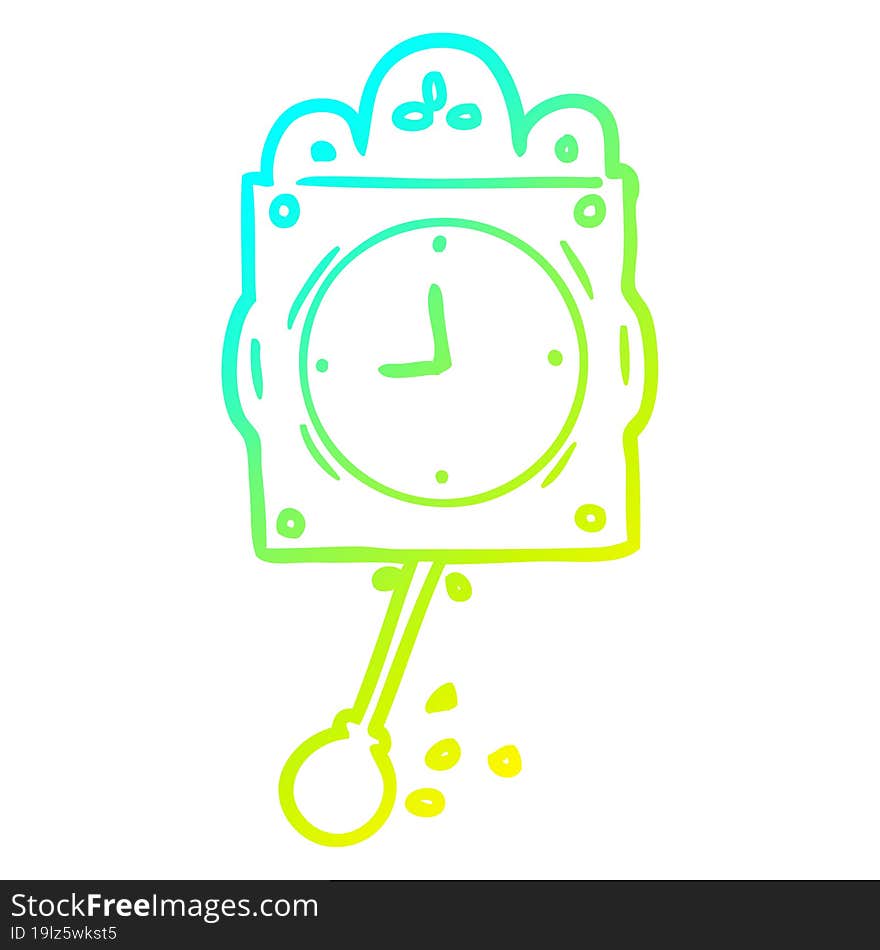 Cold Gradient Line Drawing Ticking Clock With Pendulum