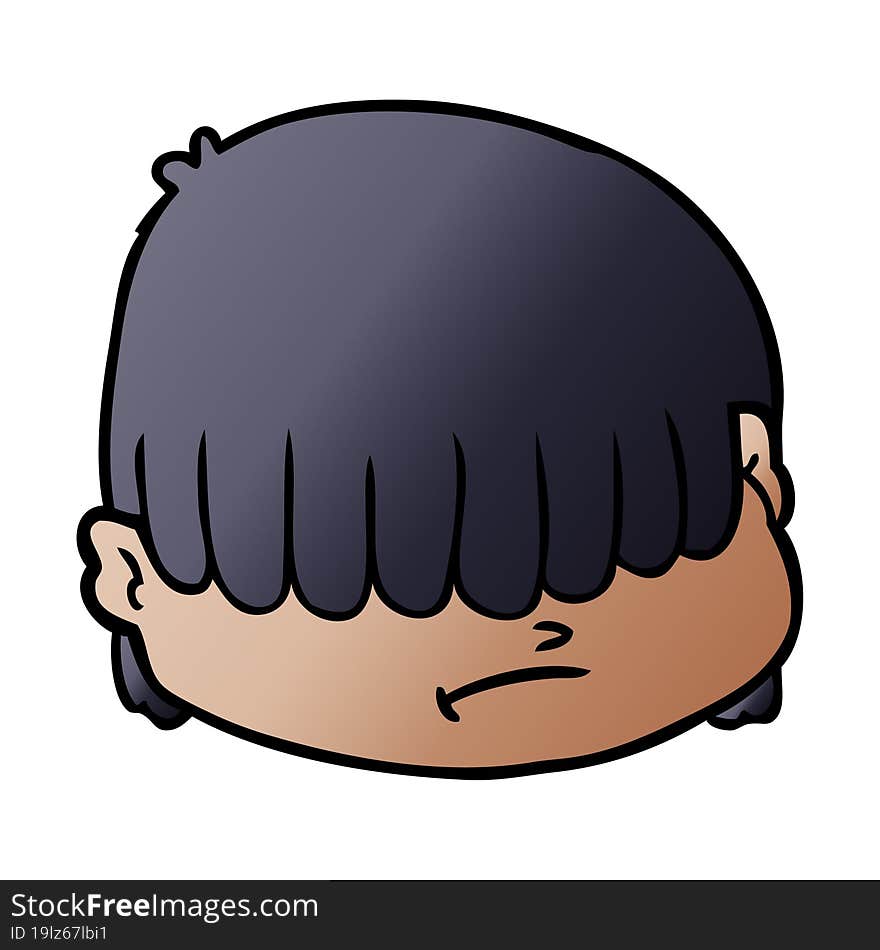 cartoon face with hair over eyes. cartoon face with hair over eyes