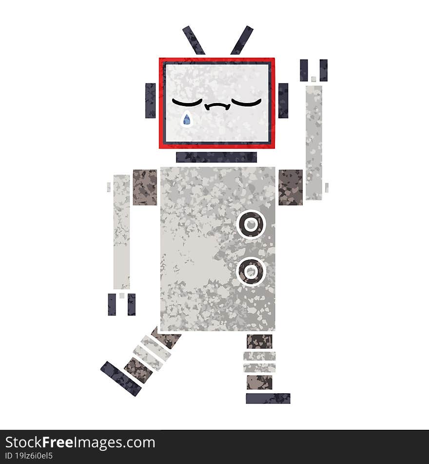 retro illustration style cartoon robot