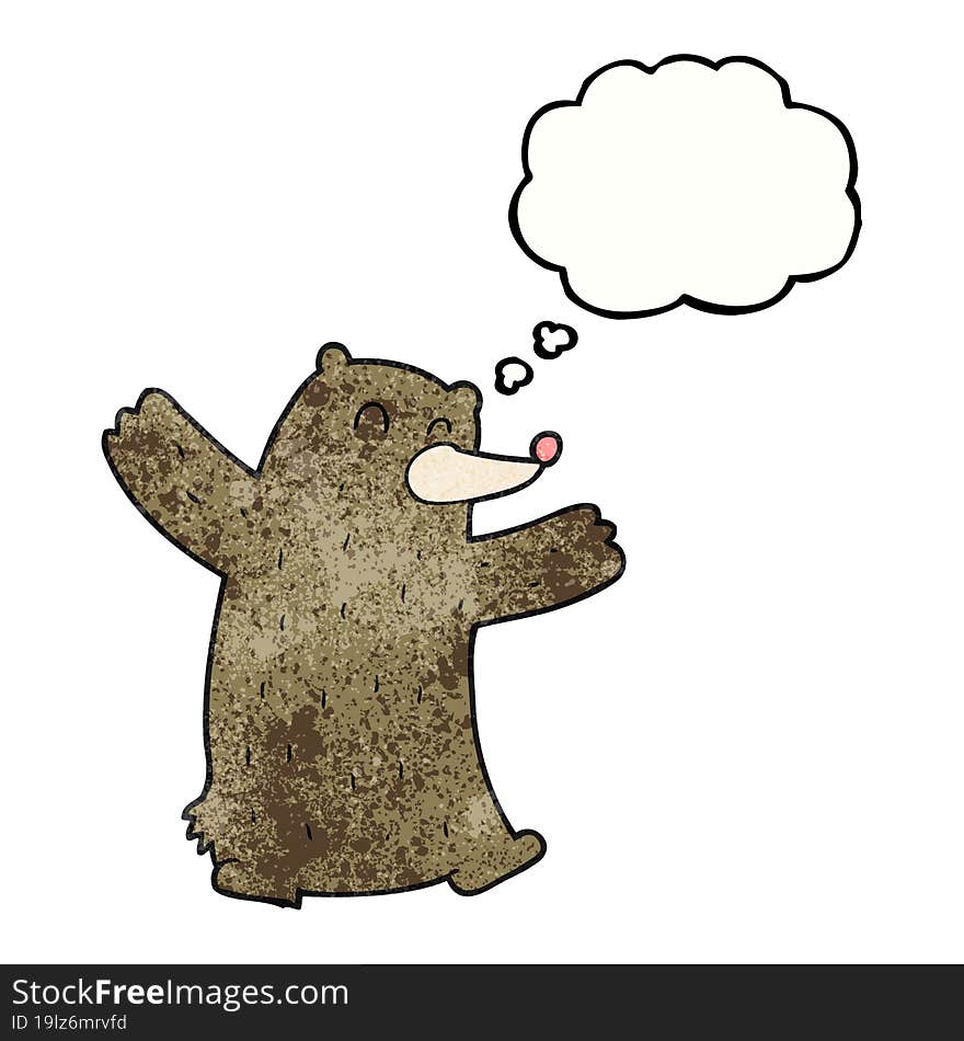 thought bubble textured cartoon bear