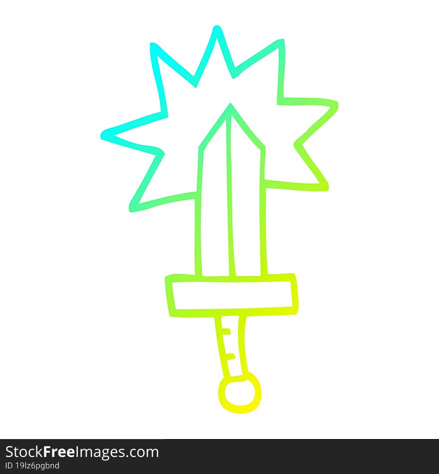 cold gradient line drawing cartoon sword