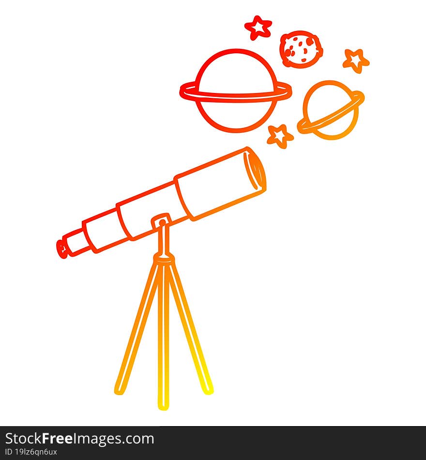 warm gradient line drawing cartoon telescope