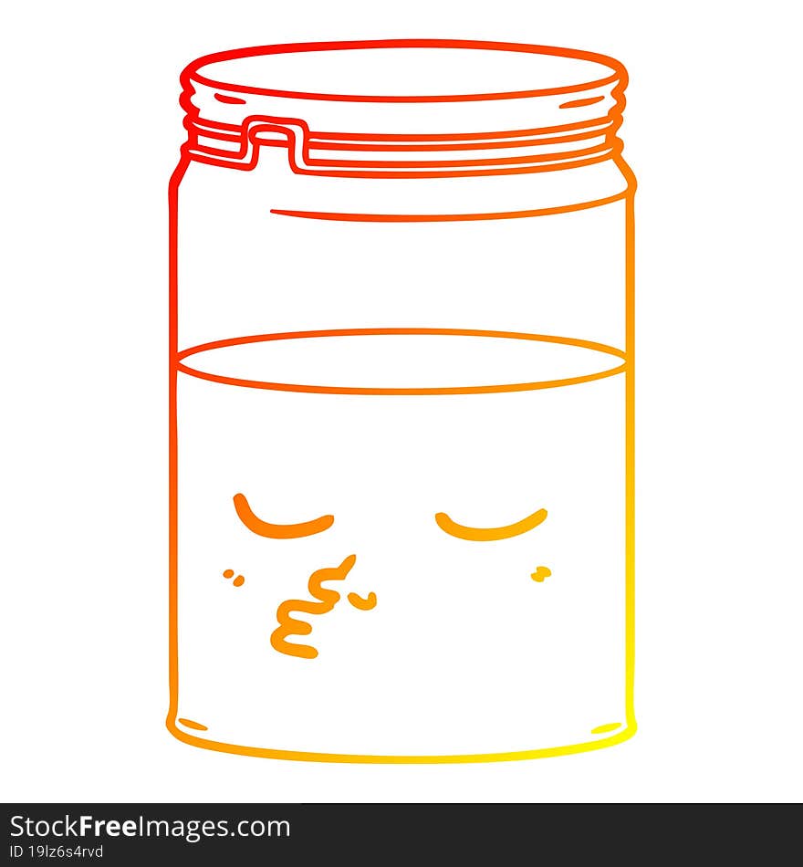 warm gradient line drawing of a cartoon glass jar