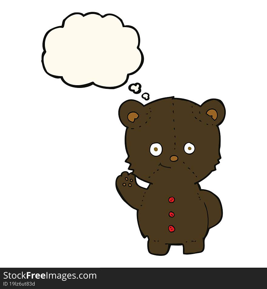 cartoon black bear cub with thought bubble