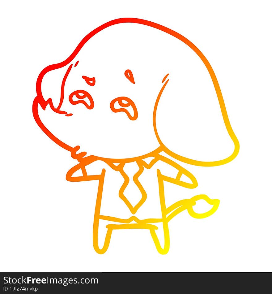 warm gradient line drawing cartoon elephant boss remembering