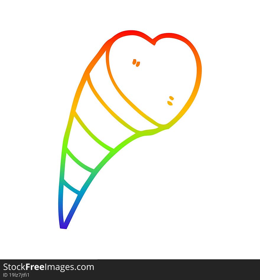 rainbow gradient line drawing of a cartoon love heart symbol