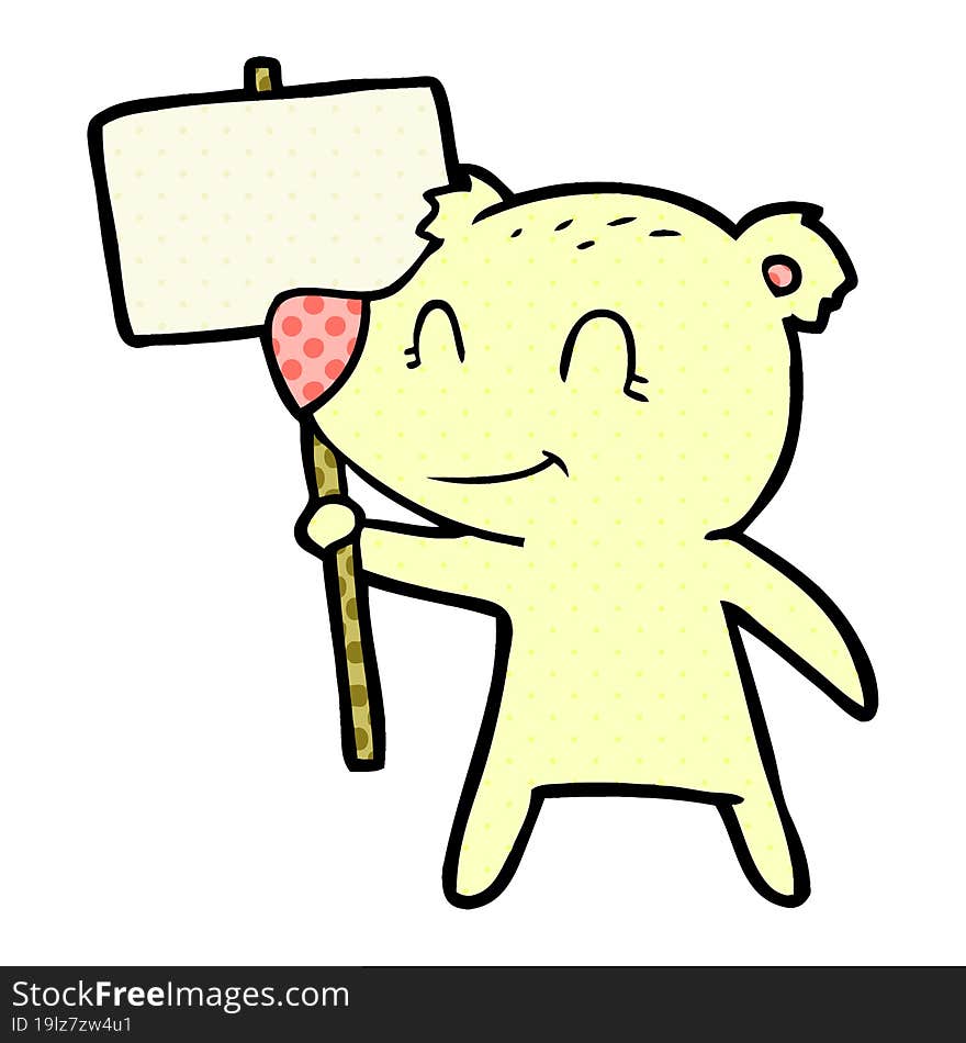 cartoon bear holding sign. cartoon bear holding sign