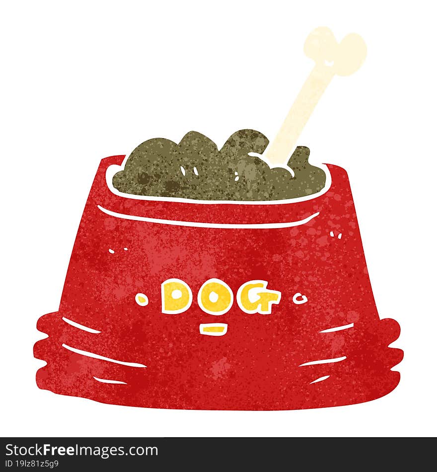 retro cartoon dog food bowl