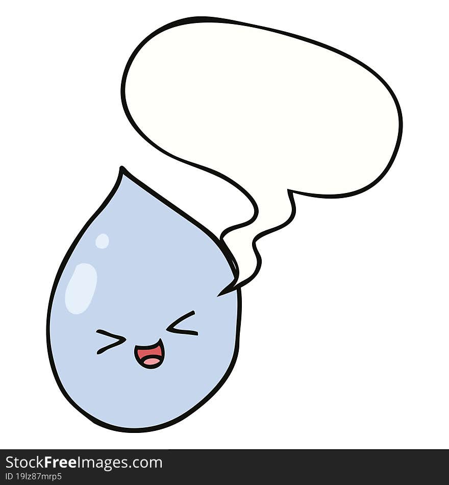 cartoon raindrop and speech bubble