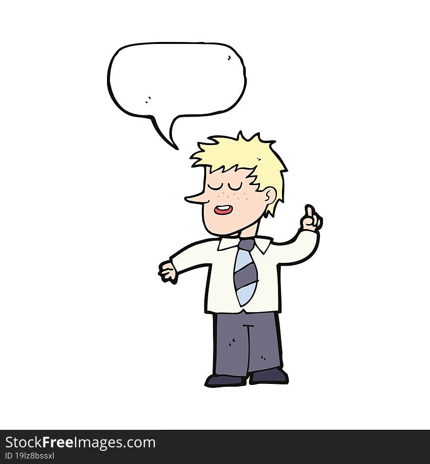 cartoon man with good idea with speech bubble