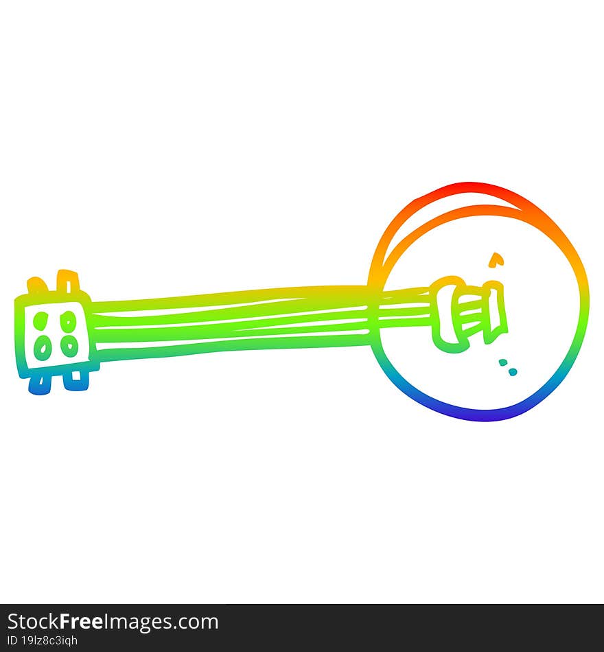 rainbow gradient line drawing cartoon banjo