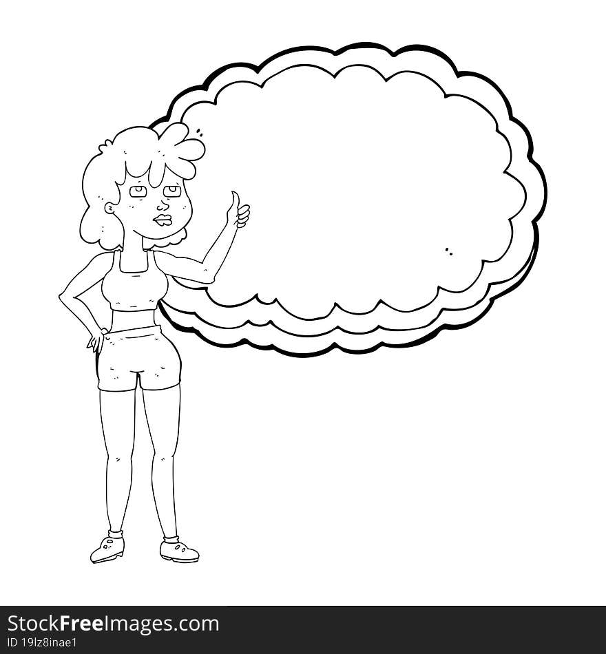 Black And White Cartoon Gym Woman