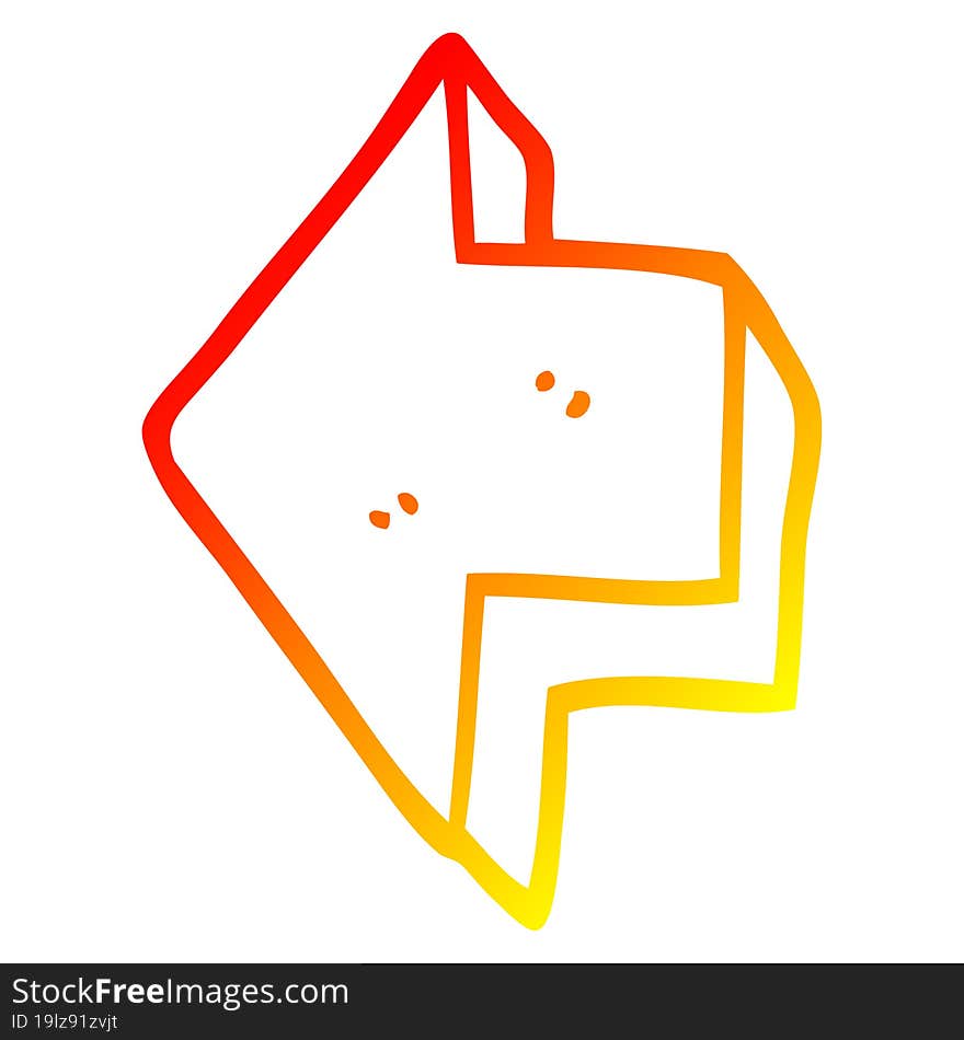 warm gradient line drawing cartoon pointing arrow