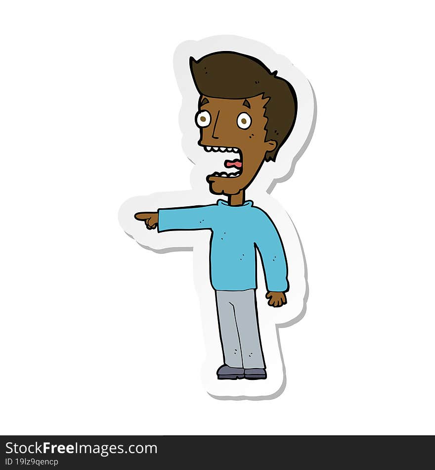 sticker of a cartoon terrified man