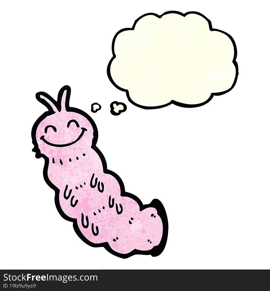 cartoon caterpillar with thought bubble