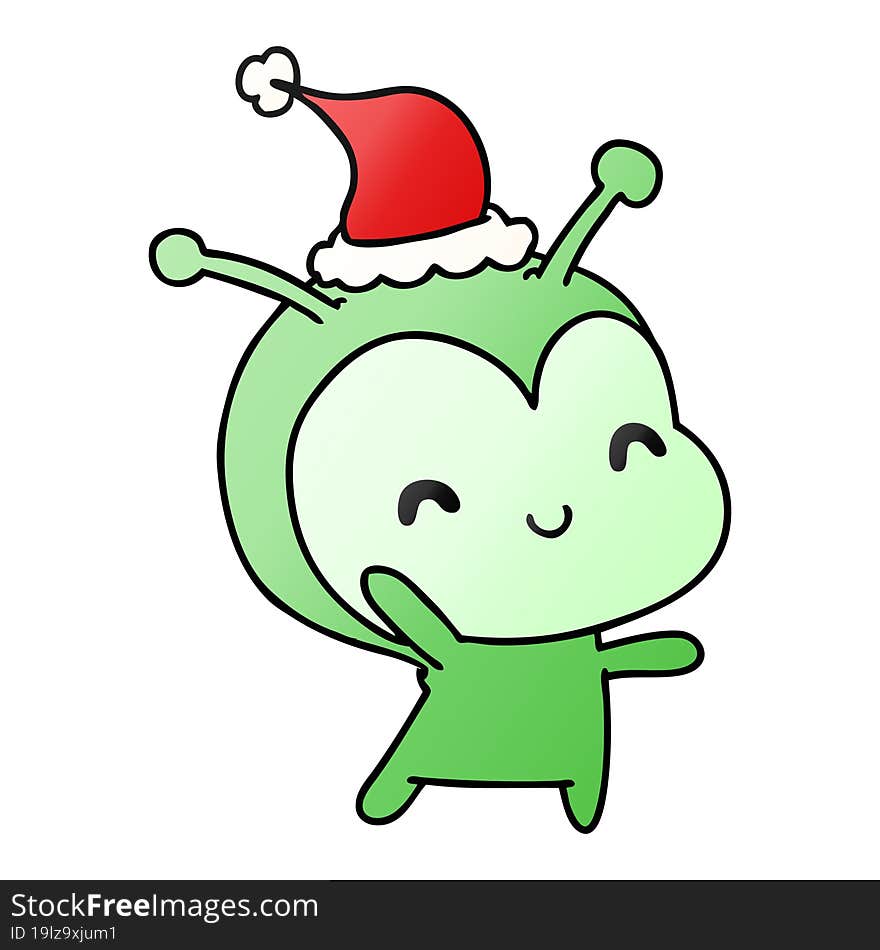 christmas gradient cartoon of kawaii alien