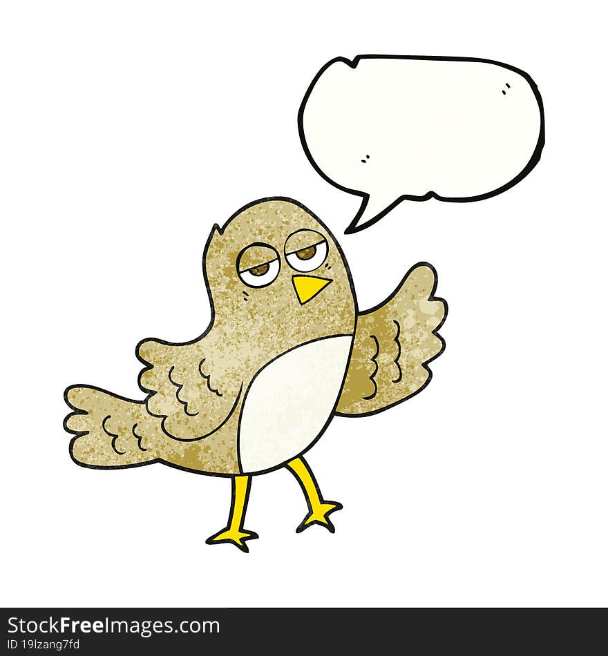 freehand speech bubble textured cartoon bird