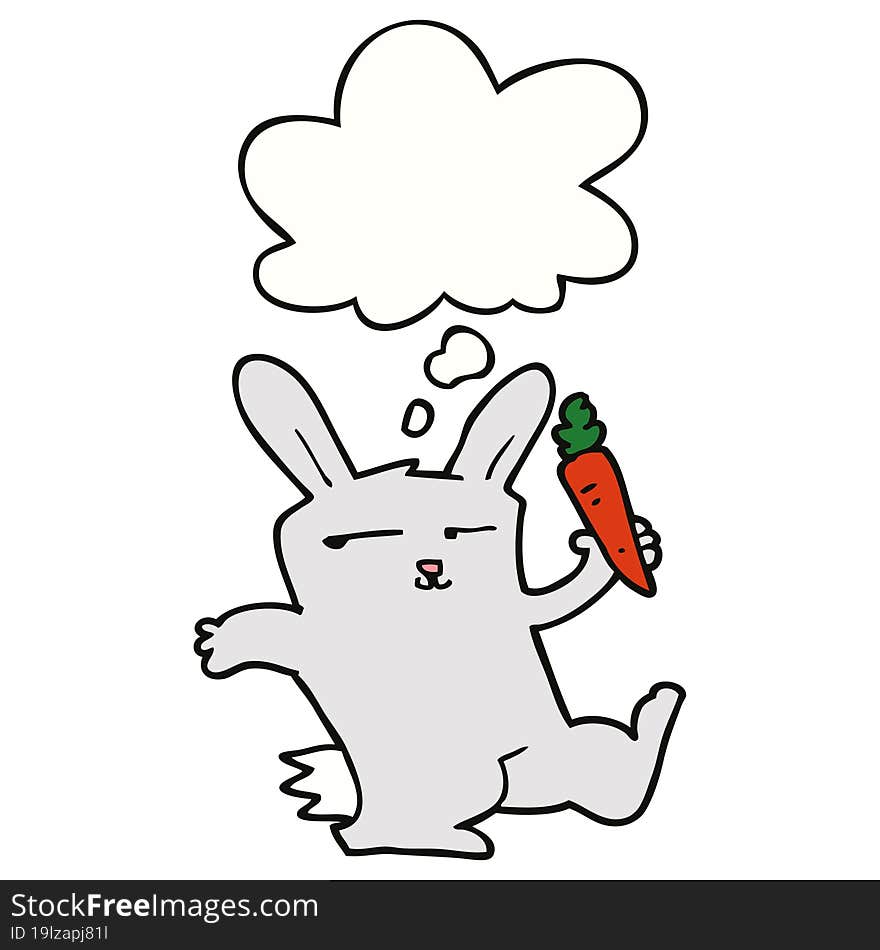 cartoon rabbit with carrot with thought bubble