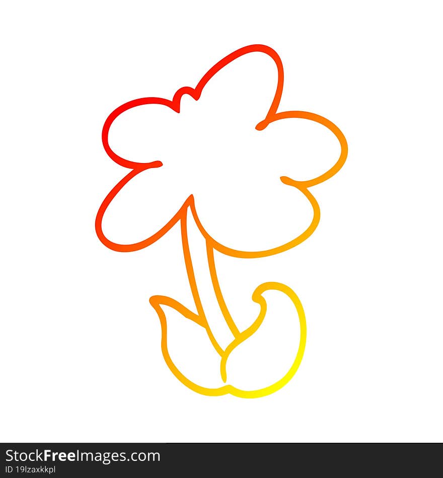 warm gradient line drawing of a cute cartoon flower