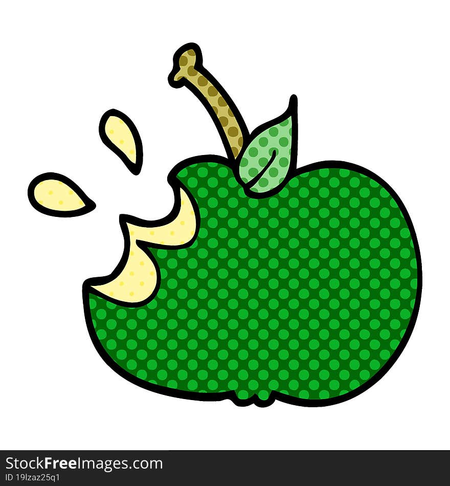 cartoon doodle juicy bitten apple