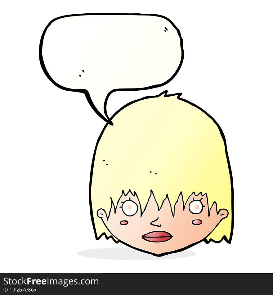 Cartoon Staring Woman With Speech Bubble