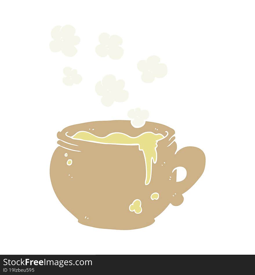 flat color illustration of a cartoon mug of soup