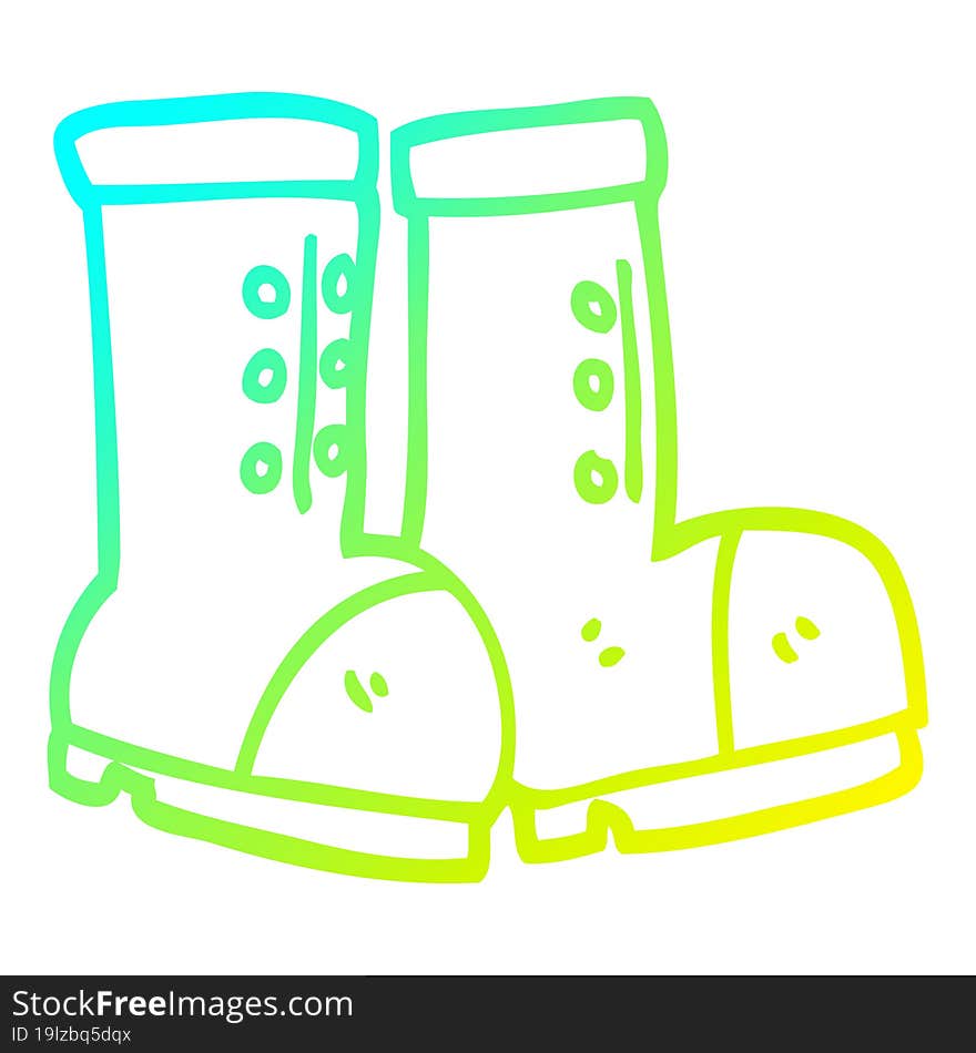 cold gradient line drawing of a cartoon work boots