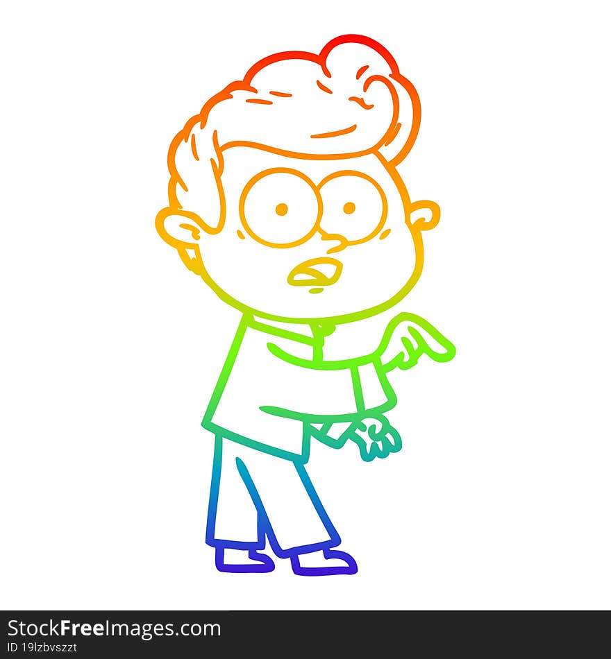 rainbow gradient line drawing cartoon staring man