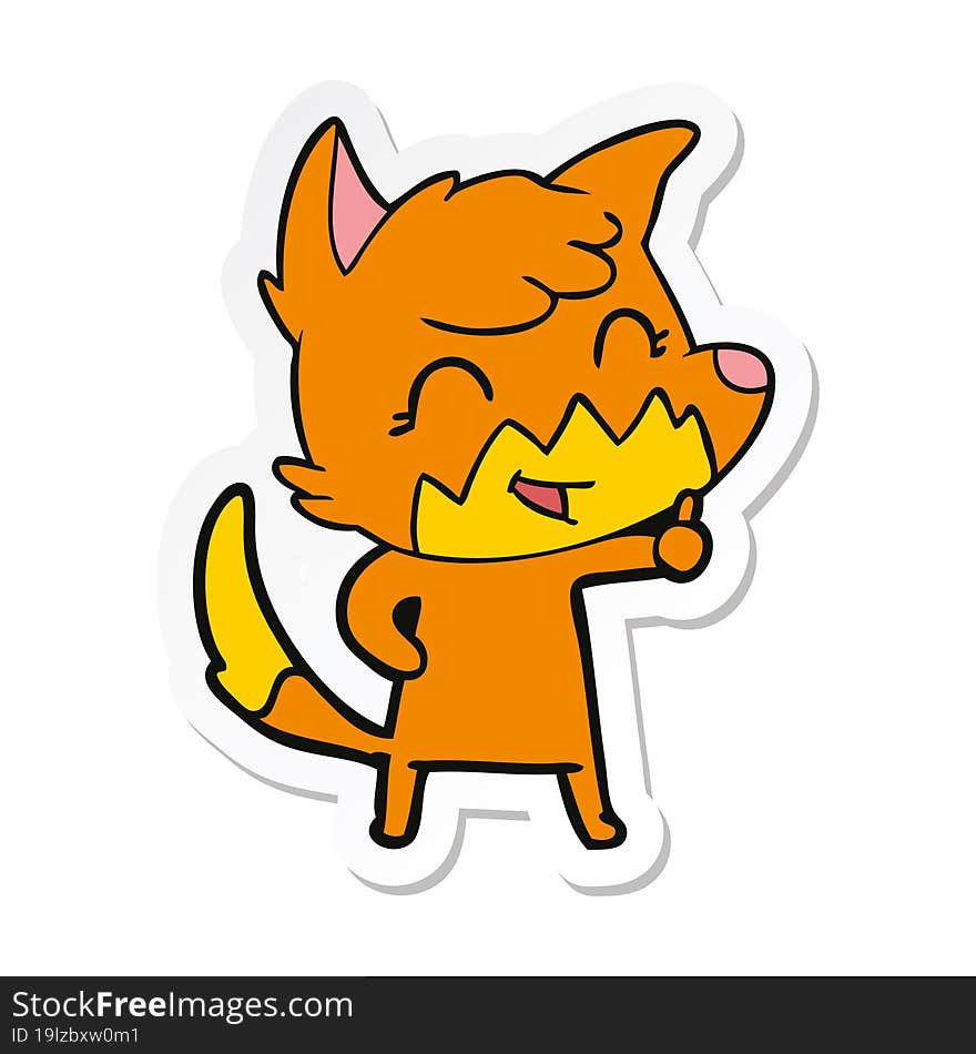 sticker of a happy cartoon fox