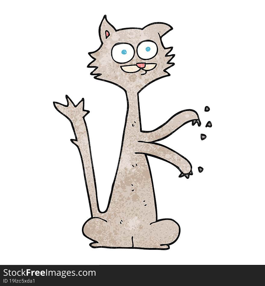 Textured Cartoon Cat Scratching