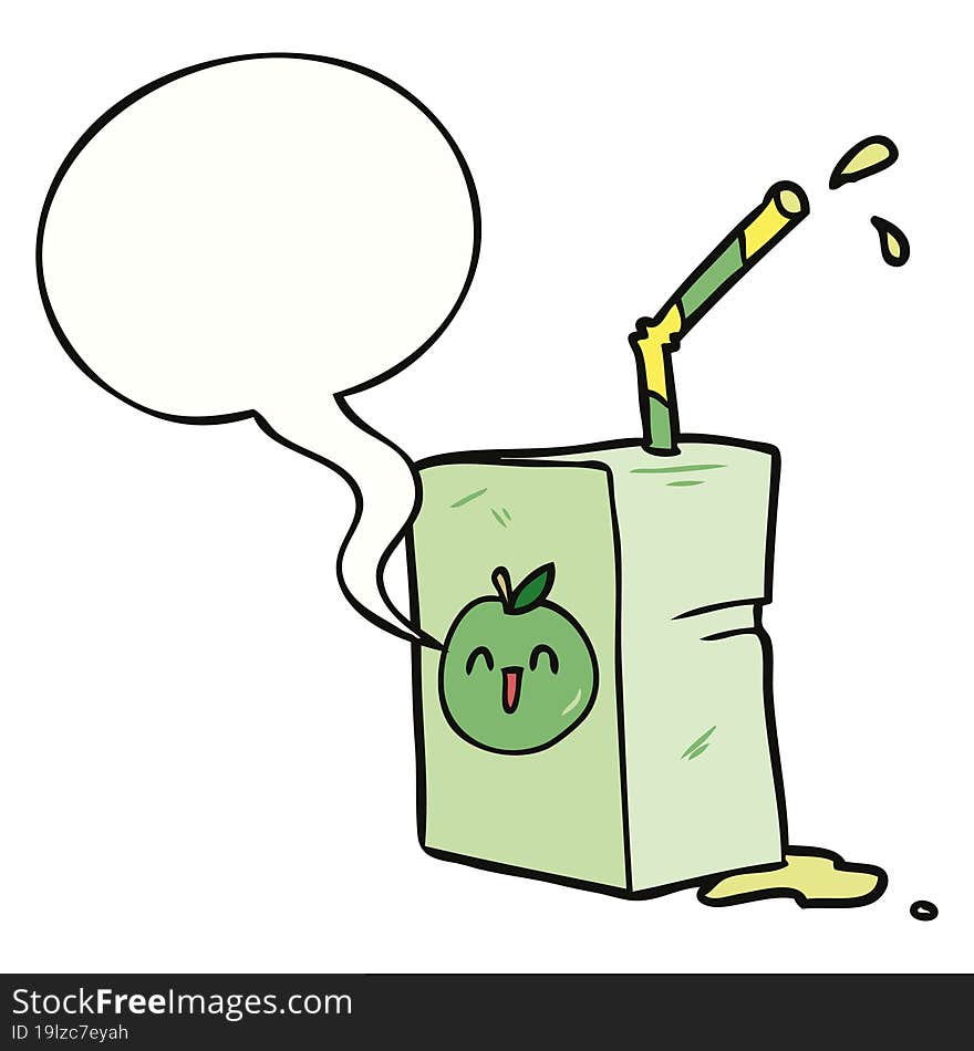 cartoon apple juice box and speech bubble