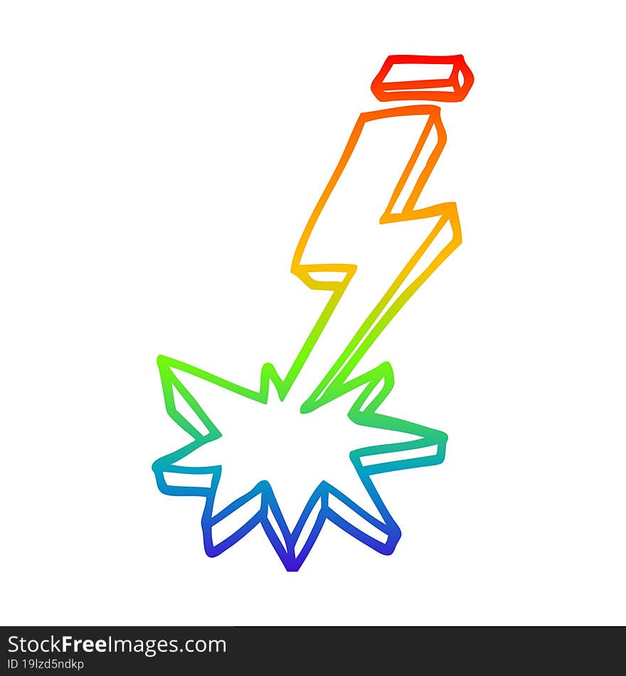 rainbow gradient line drawing cartoon thunder bolt