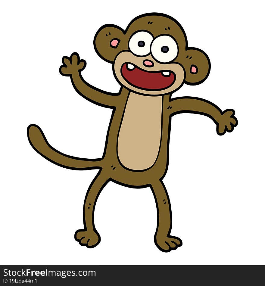 Cartoon Doodle Waving Monkey