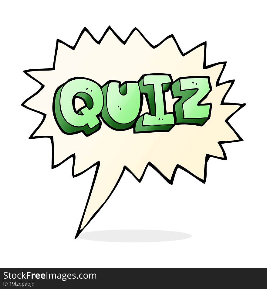 Cartoon Quiz Sign With Speech Bubble