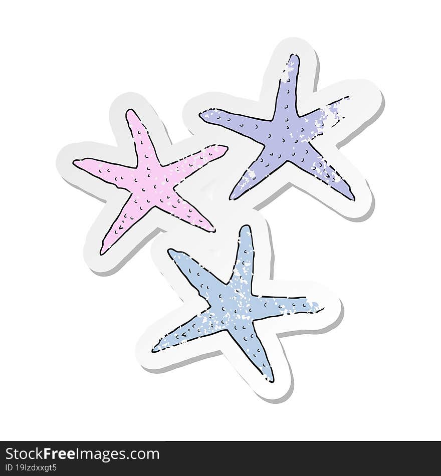 retro distressed sticker of a cartoon starfish