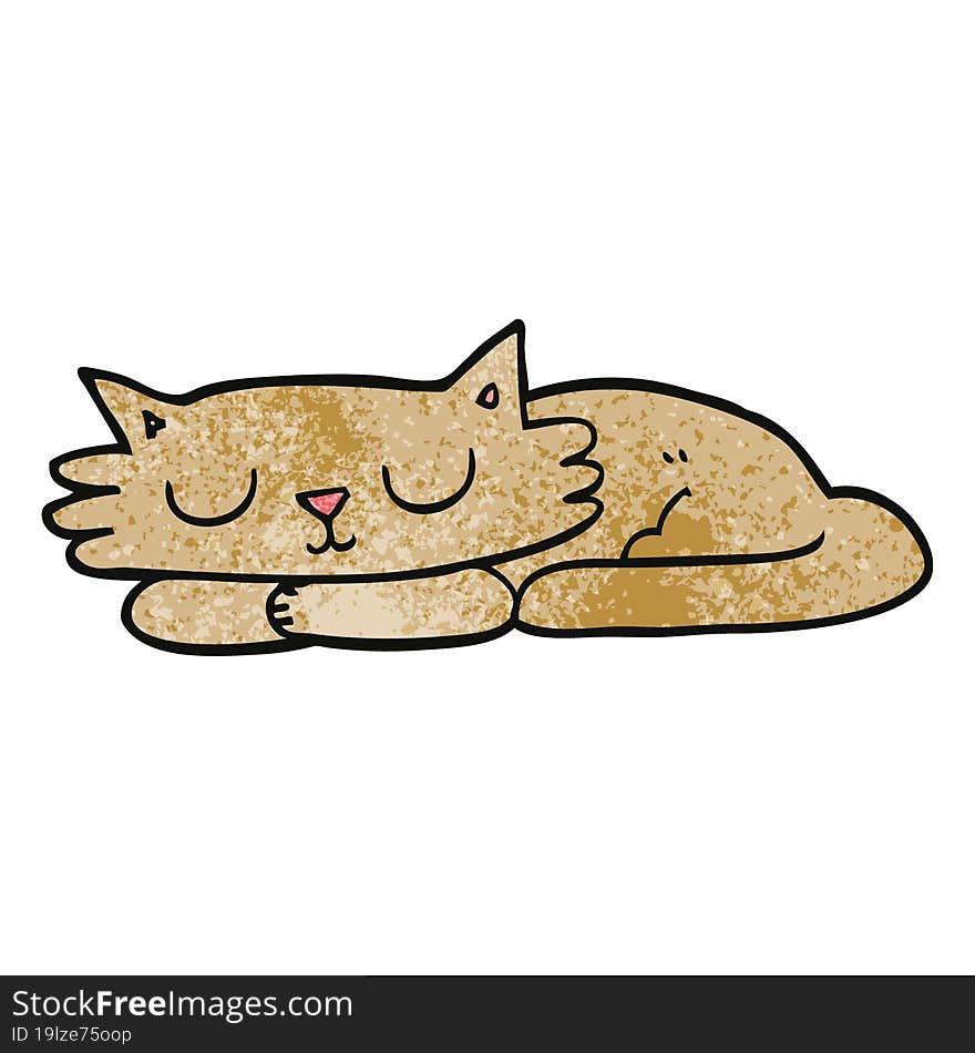 cartoon doodle sleeping cat